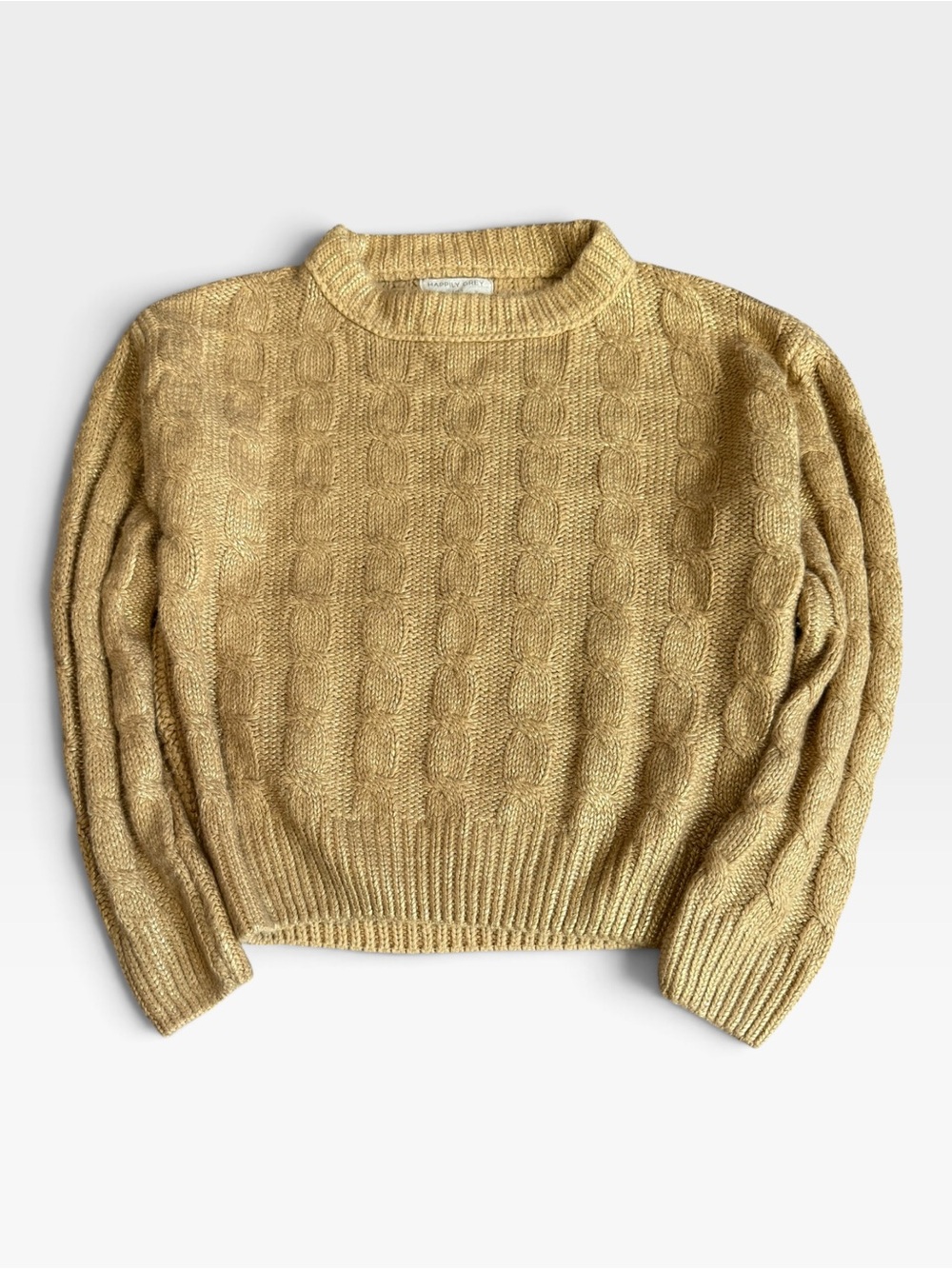 Happily Grey Girl’s Gold Knit Pullover Sweater | Medium (10–12)